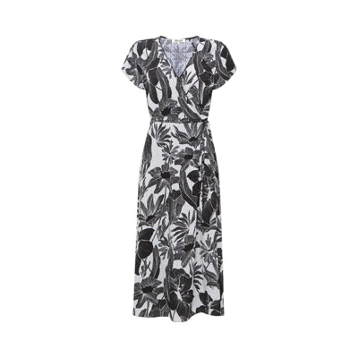 Diane Von Furstenberg Dvf女装 夏季 黑白木棉花图案时尚裹身裙女 In Gray