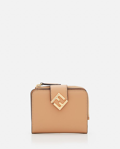 Fendi Ff Diamonds Wallet In Beige