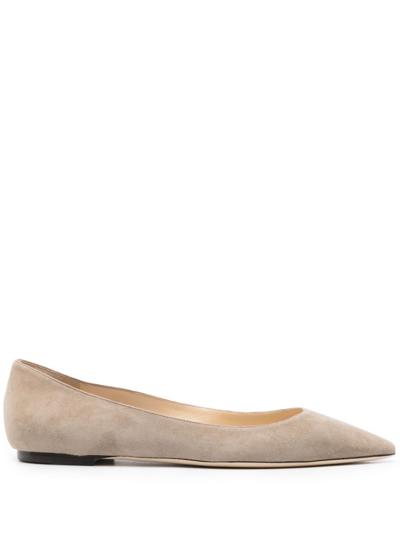 Jimmy Choo Jc Romy Flat Point Toe Pump Suede In Neutrals