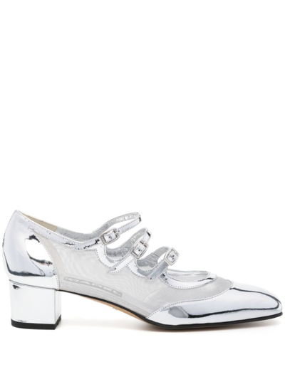 Carel Paris Kinight Leather Pumps In Silver