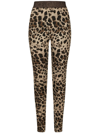 Dolce & Gabbana Logo-waistband Leopard-print Leggings In Neutrals