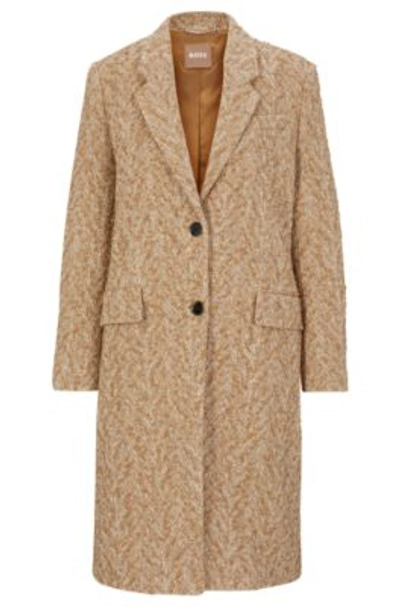 Hugo Boss Slim-fit Coat In A Structured Cotton Blend In Multi