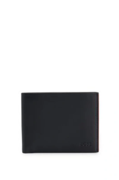 Hugo Boss Logo-embossed Leather Wallet With Six Card Slots In Black