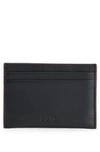 HUGO BOSS MATTE-LEATHER CARD HOLDER WITH EMBOSSED LOGO