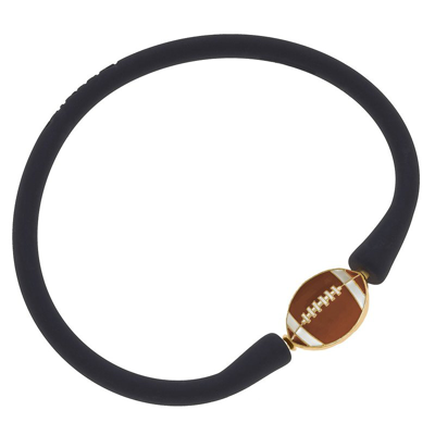 Canvas Style Enamel Football Silicone Bali Bracelet In Black