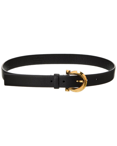 Ferragamo Gancini Adjustable Leather Belt In Black