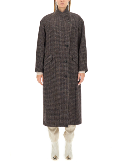 Marant Etoile Sabine Wool Long Coat In Brown