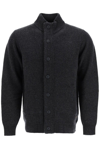 Barbour Logo Patch Knitted Cardigan In Charcoal