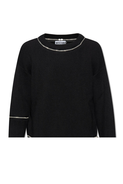 Moschino Wool Sweater With Zips In Black