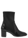 Stuart Weitzman Yuliana Stretch Leather Ankle Booties In Black