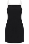 Msgm Two-tone Satin Dress In Black