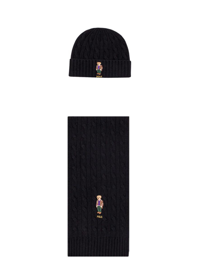 Polo Ralph Lauren Hat And Scarf In Black