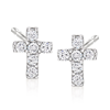 Ross-simons Diamond Cross Earrings In 14kt White Gold In Silver