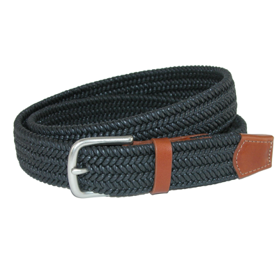 Crookhorndavis Boca Braided Waxed Cotton Stretch Belt In Black