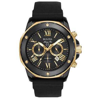 BULOVA MEN'S MARINE STAR BLACK DIAL WATCH