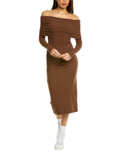 Moonsea Off-the-shoulder Midi Dress In Brown