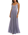 Halston Maycee Pleated Shimmer Jersey Gown In Blue