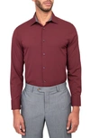 Construct Solid 4-way Stretch Performance Button-up Shirt In Burgundy