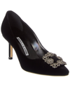 Manolo Blahnik Hangisi 70 Embellished Velvet Pumps In Black