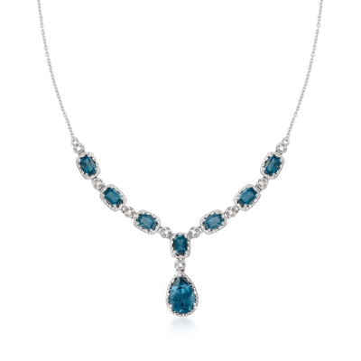 Ross-simons London Blue Topaz And . Diamond Necklace In Sterling Silver