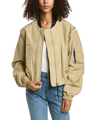 Helmut Lang Layered Cotton-blend Bomber Jacket In Uniform Khaki