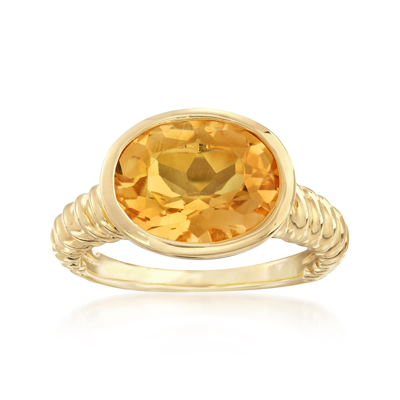 Ross-simons Oval Citrine Ring In 18kt Gold Over Sterling In Yellow