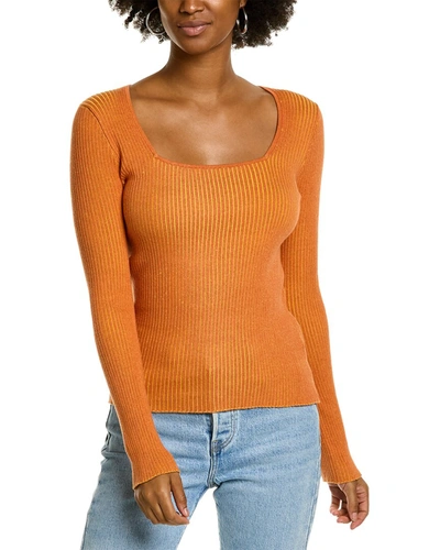 Monrow Square Neck Sweater In Orange
