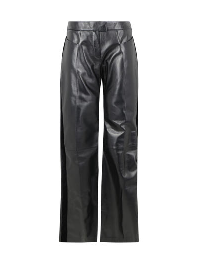 Tom Ford Flared Leather Trousers In Nero