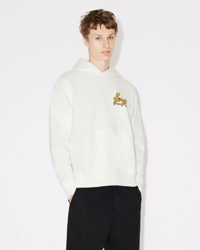 Kenzo Archive Logo Hoodie In Off White