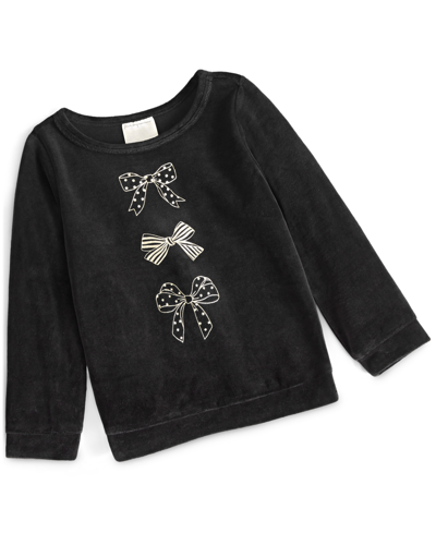 First Impressions Baby Girls Bow Velour Top, Created For Macy's In Deep Black