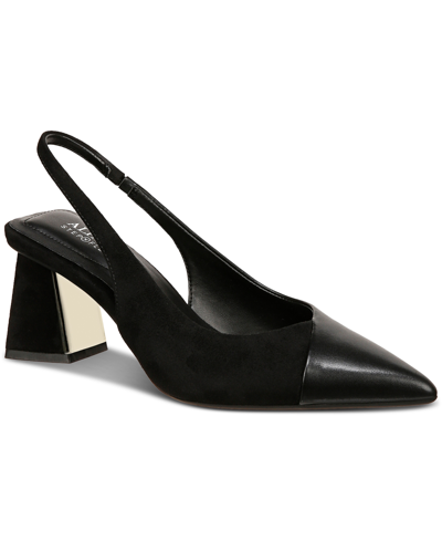 Alfani Women's Sarafina Pointed-toe Slingback Pumps, Created For Macy's In Black Smooth