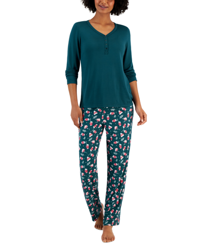 Charter Club Women's Long Sleeve Soft Knit Packaged Pajama Set, Created For Macy's In Warm Holiday