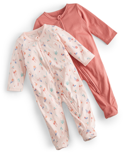 First Impressions Baby Girls Coveralls, Pack Of 2, Created For Macy's In Creamy Berry