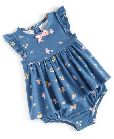 First Impressions Baby Girls Mushroom Sunsuit, Created For Macy's In Ink Blue