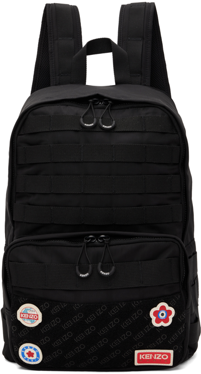 Kenzo Jungle Patch-detail Zip-up Backpack In Black