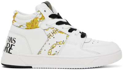 Versace Jeans Couture Starlight Logo-print Leather Sneakers In White