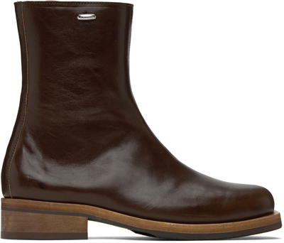 Our Legacy Camion Square-toe Leather Boots In Dark Brown