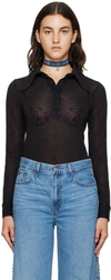 Anna Sui Black Sparkling Bodysuit In Black