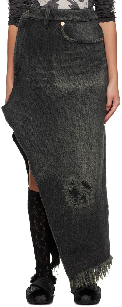 Doublet Black 1.5x Resized Denim Midi Skirt