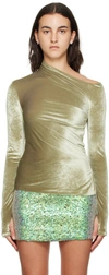 Helmut Lang Draped Velvet Top In Sage - Y4e