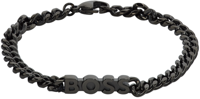 Hugo Boss Gunmetal Chain Bracelet In Dark Grey 021