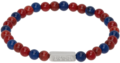 Hugo Boss Red & Blue Colorbeads Bracelet In Dark Red 602