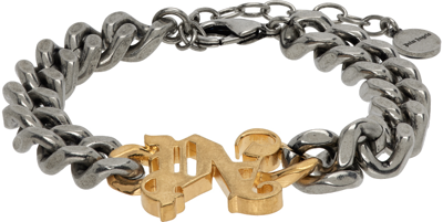 Palm Angels Pa Monogram Chain Bracelet In Silver,gold