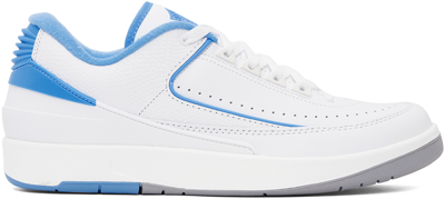 Nike White & Blue Air Jordan 2 Retro Low Sneakers In White/university Blu