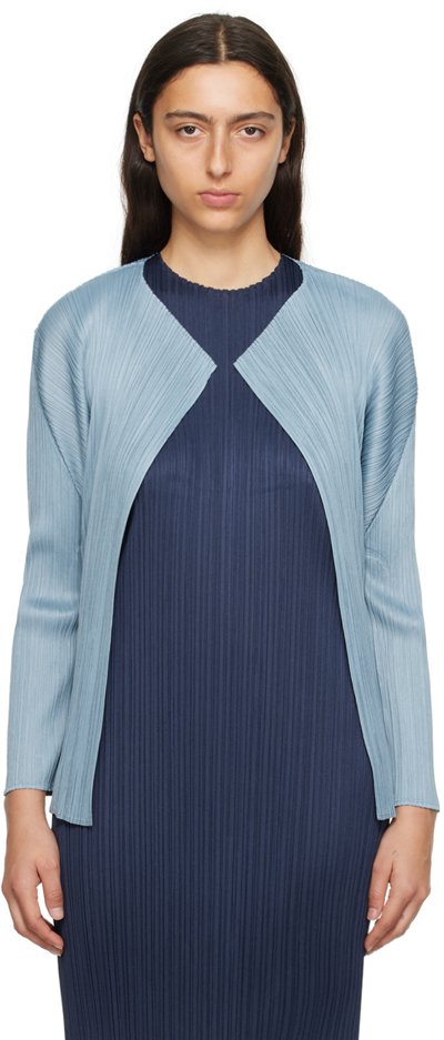 Issey Miyake Blue Monthly Colors August Cardigan In 11-cool Gray