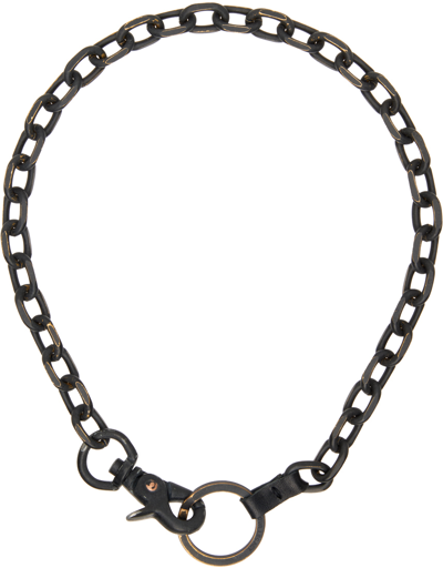 Our Legacy Black Ladon Necklace In Varnished Black Meta