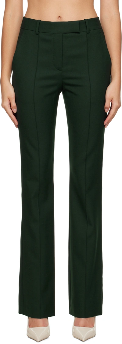 Helmut Lang Stretch-wool Cigarette Trousers In Evergrn