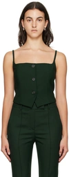 Helmut Lang Square-neck Blazer Top In Evergreen - F5p