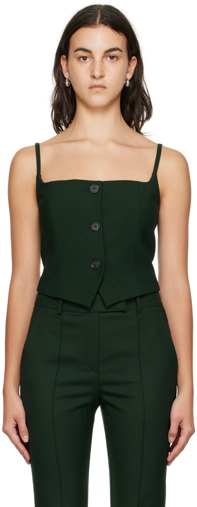 Helmut Lang Square-neck Blazer Top In Evergreen - F5p