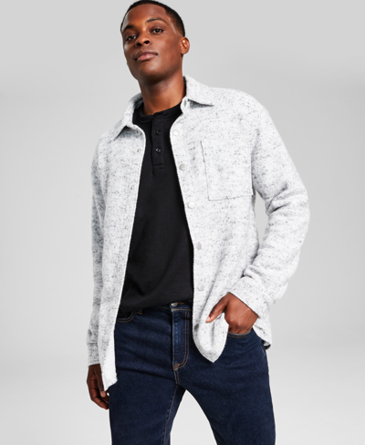 And Now This Men's Oversized-fit Fleece Shirt Jacket, Created For Macy's In Grey Combo